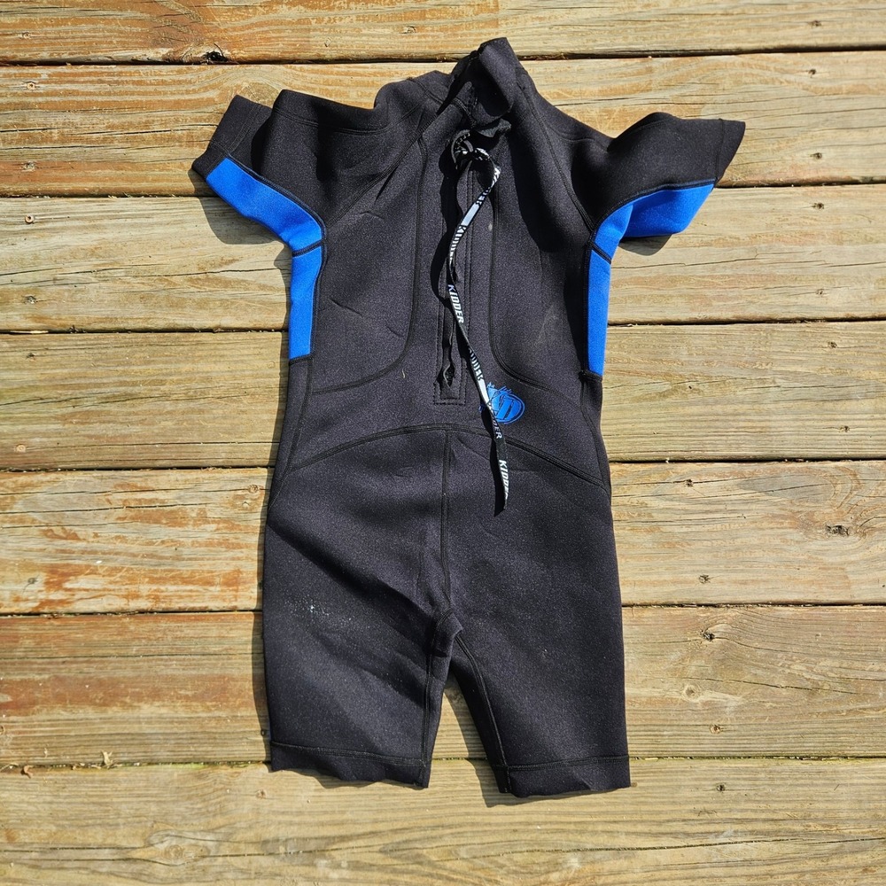 Kidder Junior Size 10 Wetsuit Shorty Black Blue Neoprene Kids Youth‎ Swim Suit - Picture 2 of 4